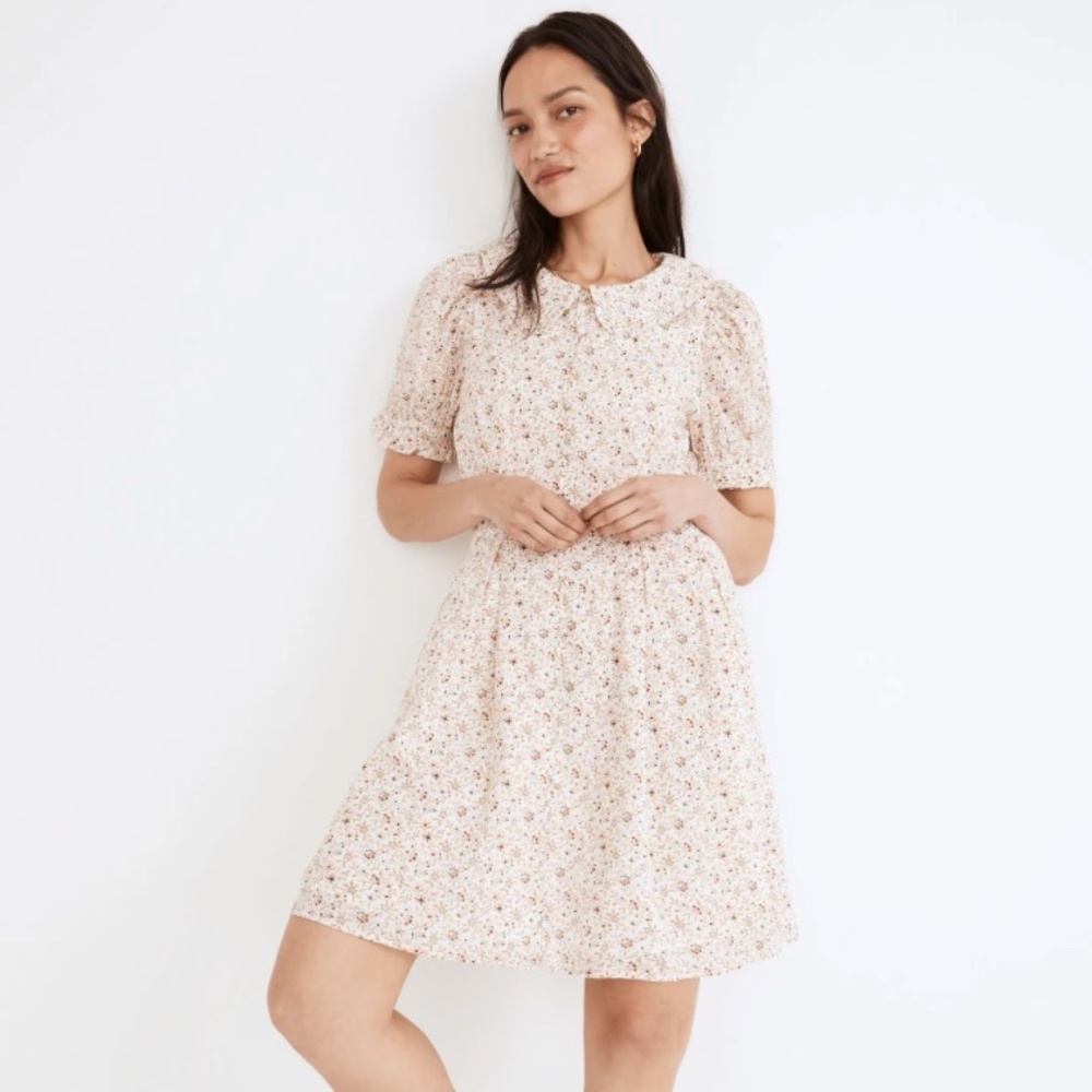 Madewell Peter-Pan Collared Puff Sleeve Dress